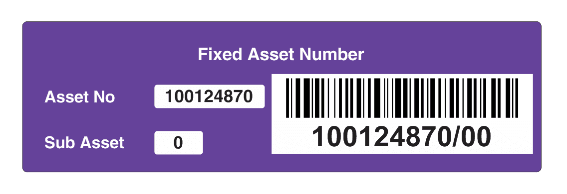 asset management label with barcode, barcode label