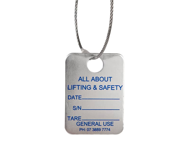 swl label, safe working load limit metal tag
