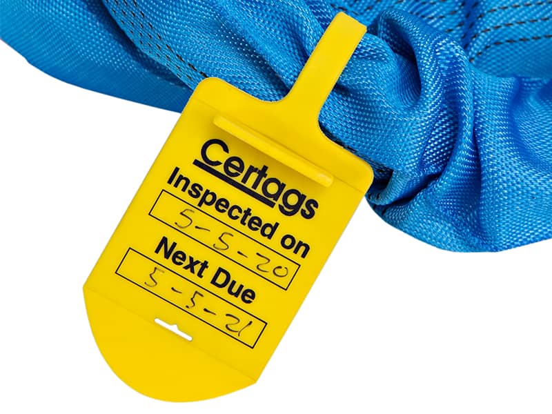 Yellow writeable rubber sling tag