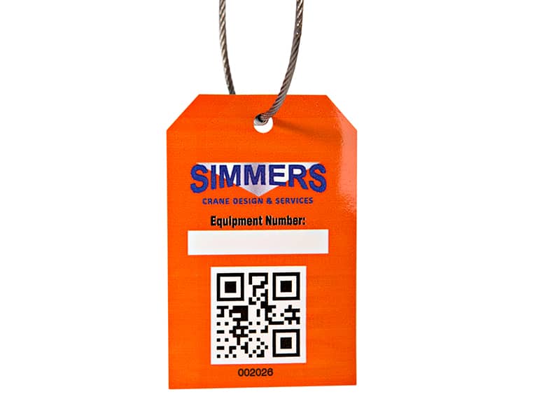 equipment sling tag with qr code