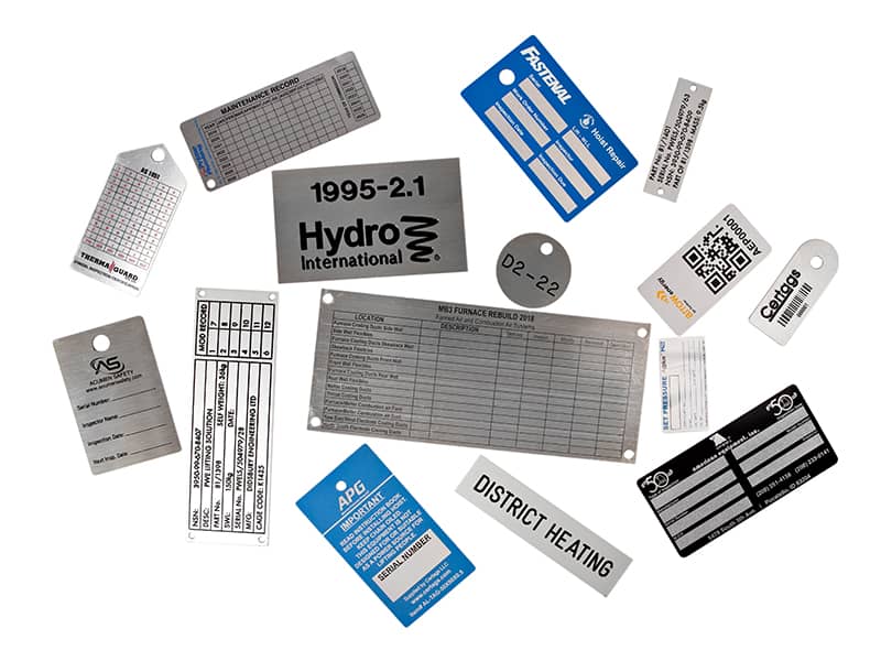 metal plates, metal identification tags and labels, inspection tags, inspection labels, video