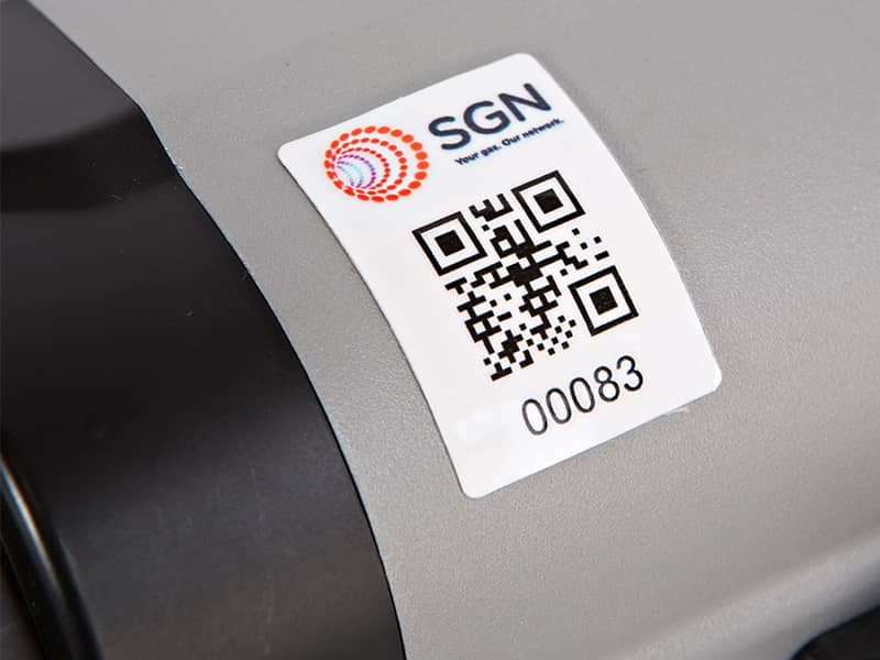 SGN qr code industrial adhesive label on equipment