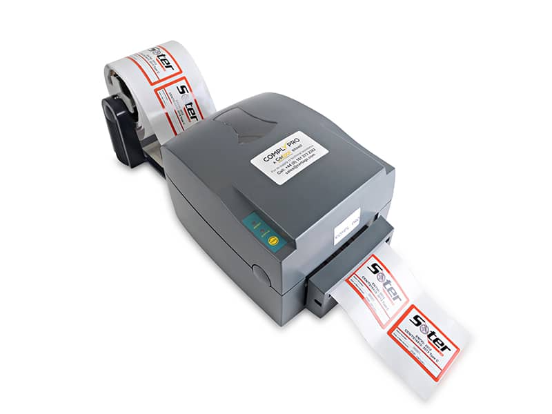 Compliance labels printed on ComplyPro thermal transfer printer