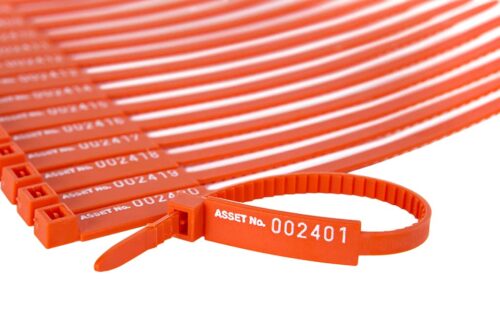 Equipment Identification Tags - Asset Number 300mm ZipTag - Pack 100 orange