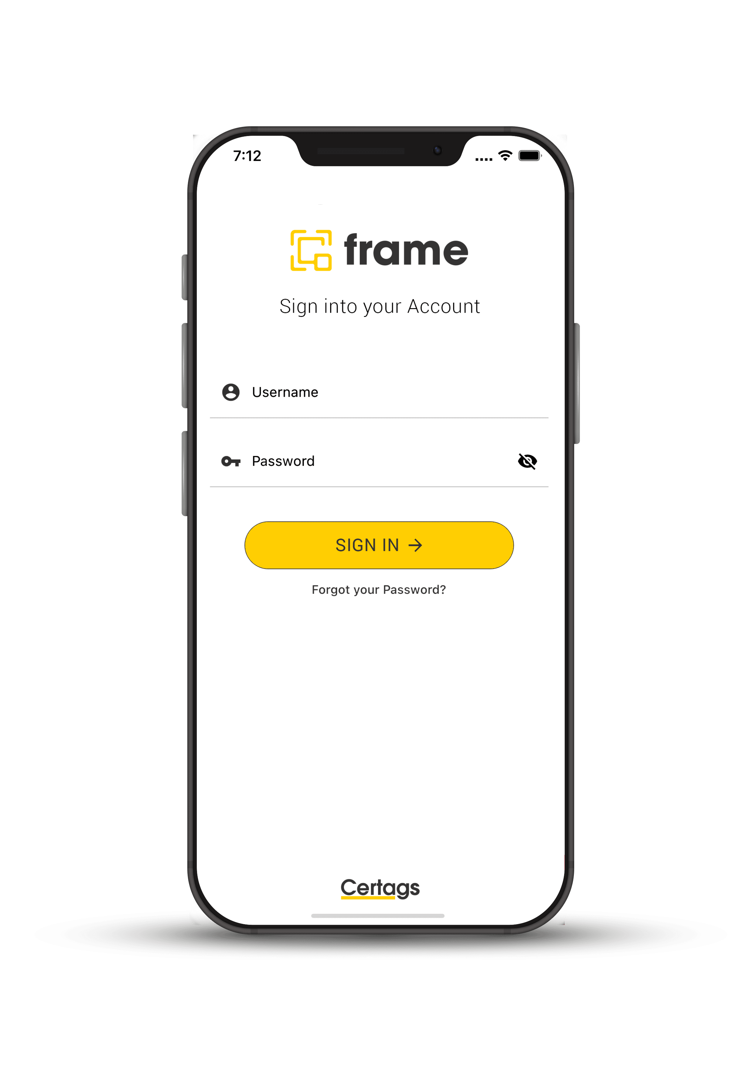 Frame mobile account sign up and sign in