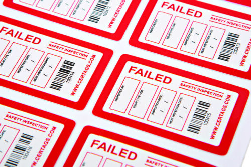 failed safety inspection labels adhesive