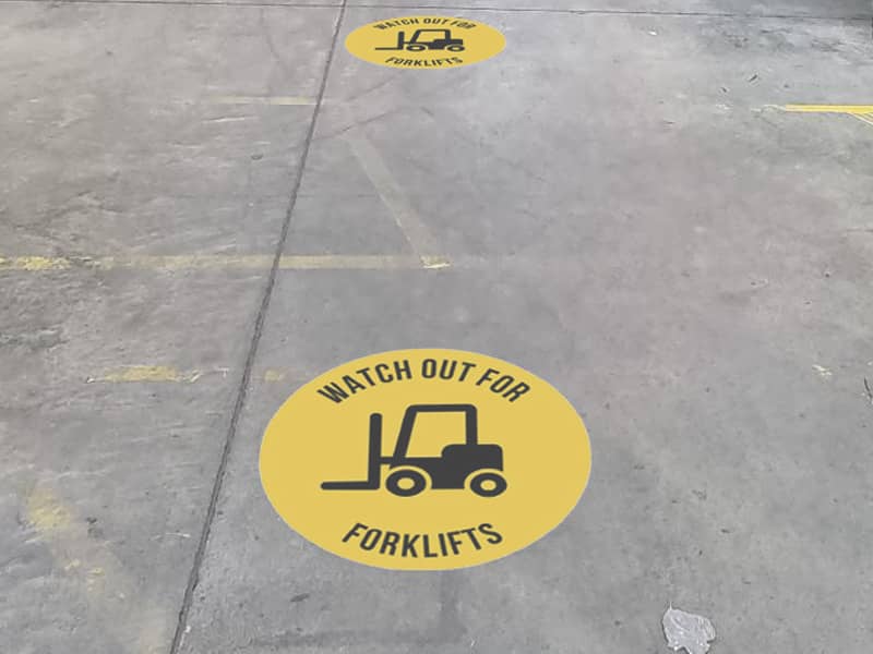 forklift floor marking in a warehouse