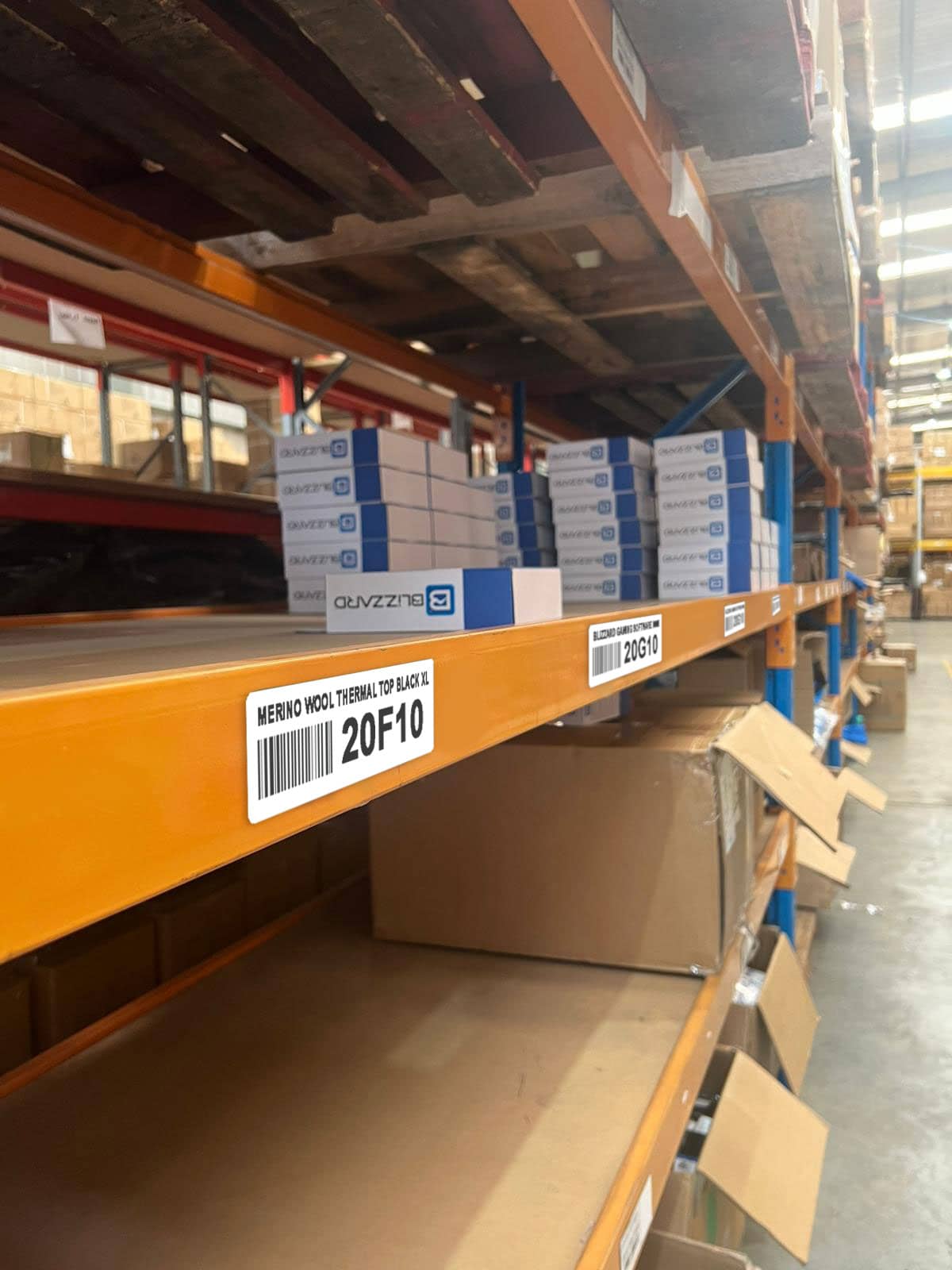 barcodes label on warehouse racking