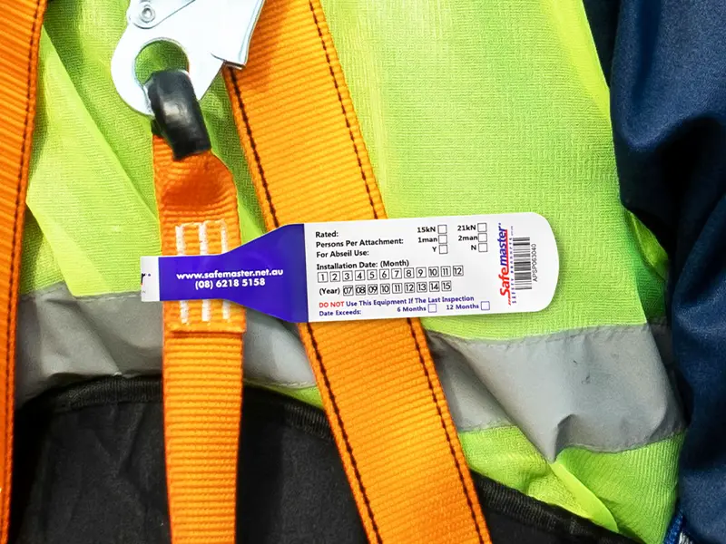 harness inspection tag with barcode