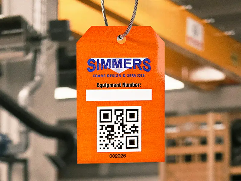 Orange Custom Equipment Safety Tag Barcode
